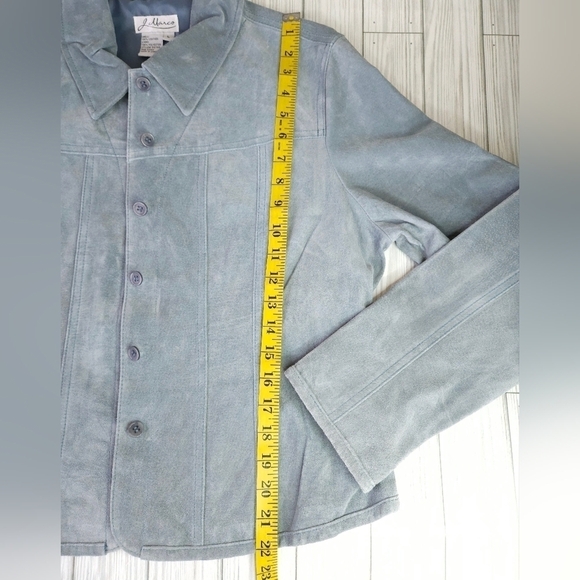 Vintage J Marco Tailored Suede Jacket in Cool Blue Size Large - Picture 5 of 12